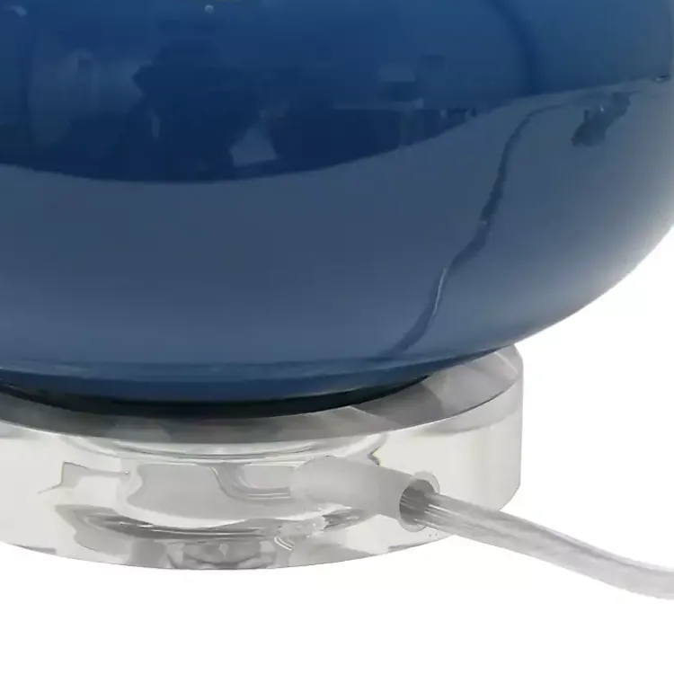 Kirklands Home Table Lamps|Navy Glass Short Oval Table Lamp Blue