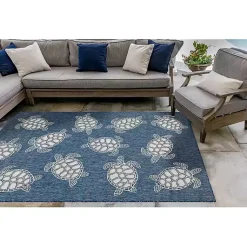 Kirklands Home Area Rugs|Navy Harrison Turtle Indoor/Outdoor Area Rug, 4x7 Blue