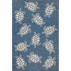 Kirklands Home Area Rugs|Navy Harrison Turtle Indoor/Outdoor Area Rug, 4x7 Blue