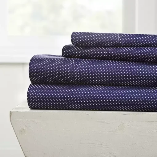 Kirklands Home Bed Sheets|Navy Hearts 4-pc. Full Sheet Set Blue