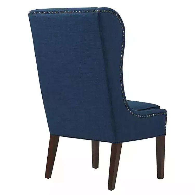 Kirklands Home Dining Chairs|Navy High Wingback Nailhead Trim Dining Chair Blue