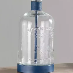Kirklands Home Table Lamps|Navy Metal and Glass Jar Table Lamp White