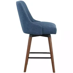 Kirklands Home Bar Stools & Counter Height Stools|Navy Mid-Century Modern Swivel Counter Stool Blue