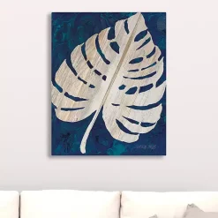 Kirklands Home Canvas Art|Navy Monstera Leaf Giclee Canvas Art Print