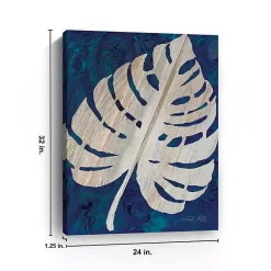 Kirklands Home Canvas Art|Navy Monstera Leaf Giclee Canvas Art Print