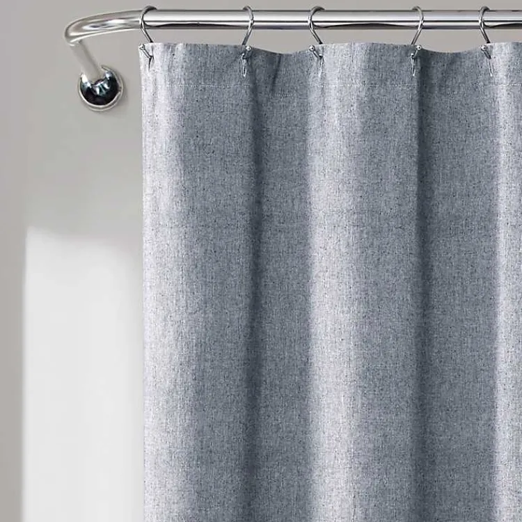 Kirklands Home Shower Curtains|Navy Nantucket Tassel Fringe Shower Curtain Blue