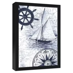 Kirklands Home Canvas Art|Navy Nautical Framed Canvas Art Print