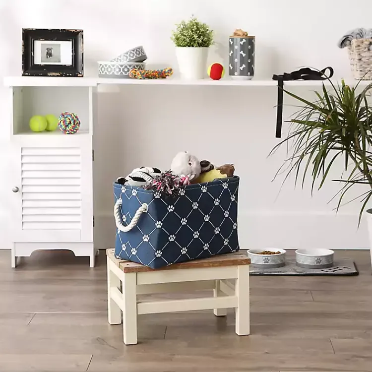 New Navy Paw Trellis Rectangle Basket, 14 in. Baskets & Boxes
