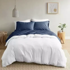 Kirklands Home Bed Sheets|Navy Peached Percale 4-pc. King Sheet Set Blue