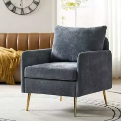 Kirklands Home Accent Chairs|Navy Penny Upholstered Accent Chair Blue