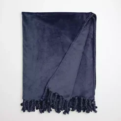 Outlet Navy Perfectly Plush Throw Blankets & Throws
