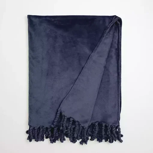 Outlet Navy Perfectly Plush Throw Blankets & Throws