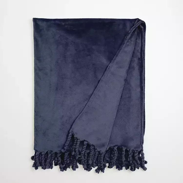Outlet Navy Perfectly Plush Throw Blankets & Throws