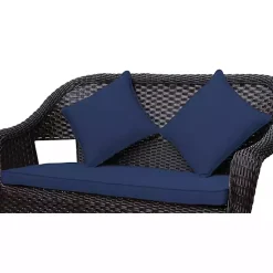Kirklands Home Outdoor Cushions & Pillows|Navy Pillow and Loveseat Cushions, Set of 3 Blue