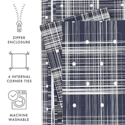 Kirklands Home Duvets|Navy Plaid Polka Dot 2-pc. Twin Duvet Cover Set