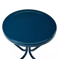 Kirklands Home Outdoor Tables|Navy Retro Metal Outdoor Side Table Blue