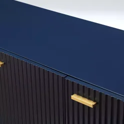 Kirklands Home Cabinets & Sideboards|Navy Ribbed Wood Sideboard Cabinet Blue
