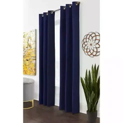 Kirklands Home Curtains & Drapes|Navy Room Darkening Curtain Panel Set, 72 in. Blue