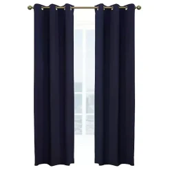 Kirklands Home Curtains & Drapes|Navy Room Darkening Curtain Panel Set, 84 in. Blue