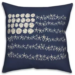 Kirklands Home Outdoor Cushions & Pillows|Navy Sand Dollar and Starfish Outdoor Throw Pillow