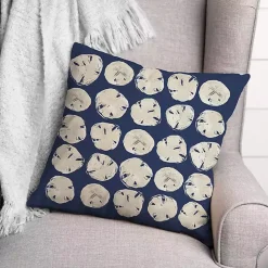 Kirklands Home Outdoor Cushions & Pillows|Navy Sand Dollar Outdoor Throw Pillow
