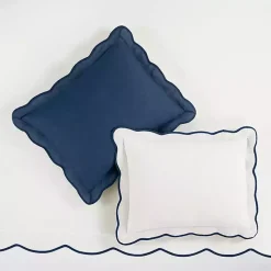 Kirklands Home Duvets|Navy Scallop Edge 3-pc. Full/Queen Duvet Cover Set