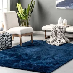 Kirklands Home Area Rugs|Navy Shag Washable Area Rug, 5x8 Blue