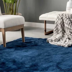 Kirklands Home Area Rugs|Navy Shag Washable Area Rug, 5x8 Blue