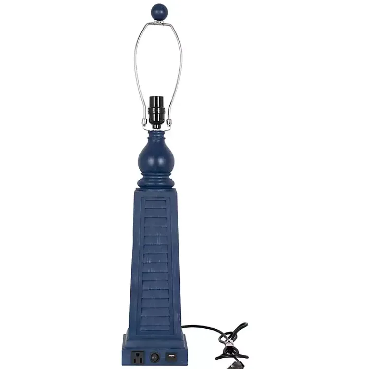 Kirklands Home Table Lamps|Navy Shutter Charging Table Lamps, Set of 2 White