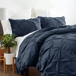 Kirklands Home Duvets|Navy Soft Pinched 3-Pc. King Duvet Cover Set Blue