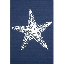 Kirklands Home Outdoor Rugs|Navy Starfish Hooked Indoor/Outdoor Area Rug, 7x9