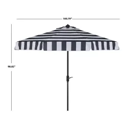Kirklands Home Outdoor Accent Furniture|Navy Stripe Auto Tilt 9 ft. Outdoor Umbrella Blue