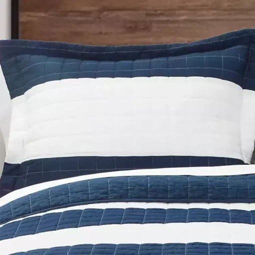 Kirklands Home Quilts|Navy Stripe 3-pc. Full/Queen Quilt Set