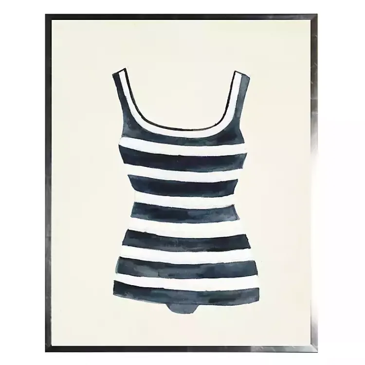 Kirklands Home Framed Art|Navy Striped Bathing Suit Framed Art Print