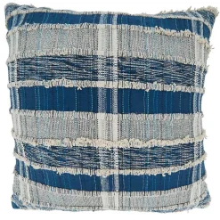 New Navy Striped Woven Cotton Pillow, 22 in. Pillows
