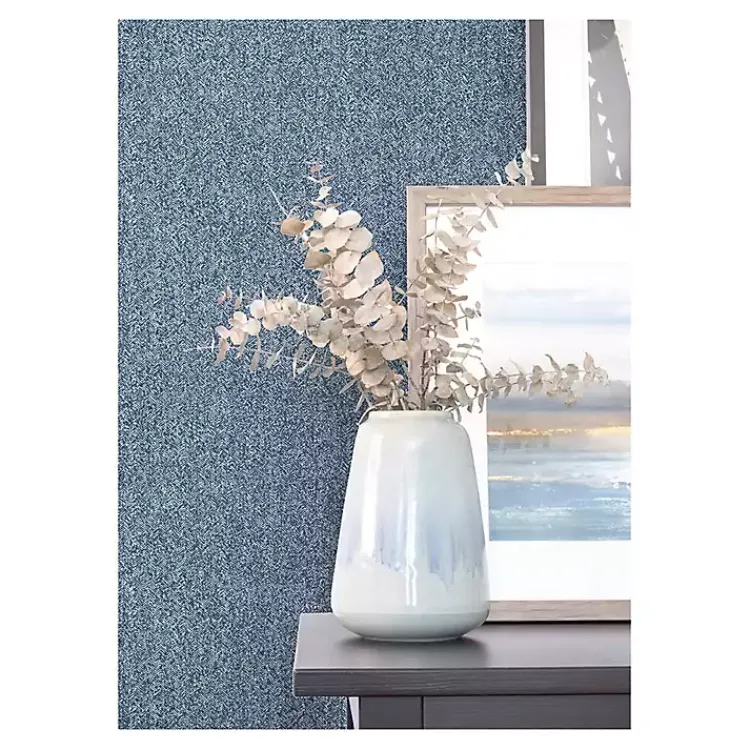 Kirklands Home Wall Murals & Wallpaper|Navy Textured Cross Woven Peel & Stick Wallpaper Blue
