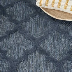Kirklands Home Outdoor Rugs|Navy Trellis Indoor/Outdoor Area Rug, 5x7 Blue