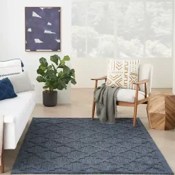Kirklands Home Outdoor Rugs|Navy Trellis Indoor/Outdoor Area Rug, 5x7 Blue