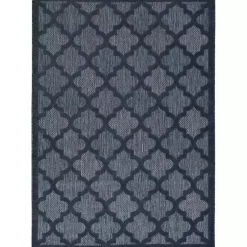 Kirklands Home Outdoor Rugs|Navy Trellis Indoor/Outdoor Area Rug, 6x9 Blue