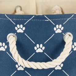 Sale Navy Trellis Paw Print Storage Basket, 16 in. Baskets & Boxes
