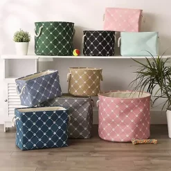 Sale Navy Trellis Paw Print Storage Basket, 16 in. Baskets & Boxes