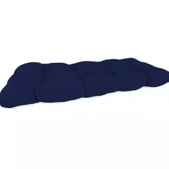 Kirklands Home Outdoor Cushions & Pillows|Navy Tufted Canvas Outdoor Bench Cushion Blue