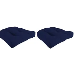 Kirklands Home Outdoor Cushions & Pillows|Navy Tufted Outdoor Chair Cushions, Set of 2 Blue