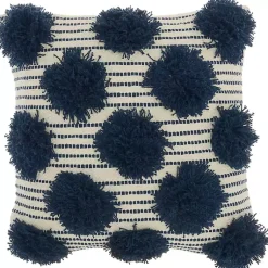 New Navy Tufted Pom Poms Throw Pillow Pillows