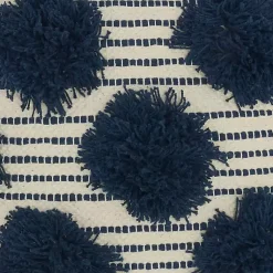 New Navy Tufted Pom Poms Throw Pillow Pillows