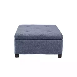 Kirklands Home Benches & Ottomans|Navy Tufted Square Storage Ottoman Blue