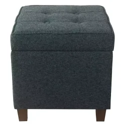 Kirklands Home Benches & Ottomans|Navy Tufted Upholstered Storage Ottoman Blue