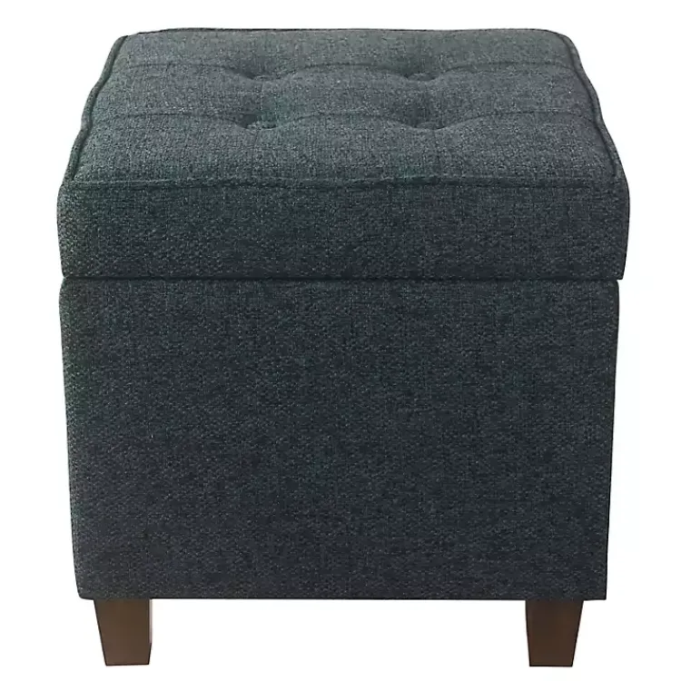 Kirklands Home Benches & Ottomans|Navy Tufted Upholstered Storage Ottoman Blue