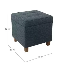 Kirklands Home Benches & Ottomans|Navy Tufted Upholstered Storage Ottoman Blue
