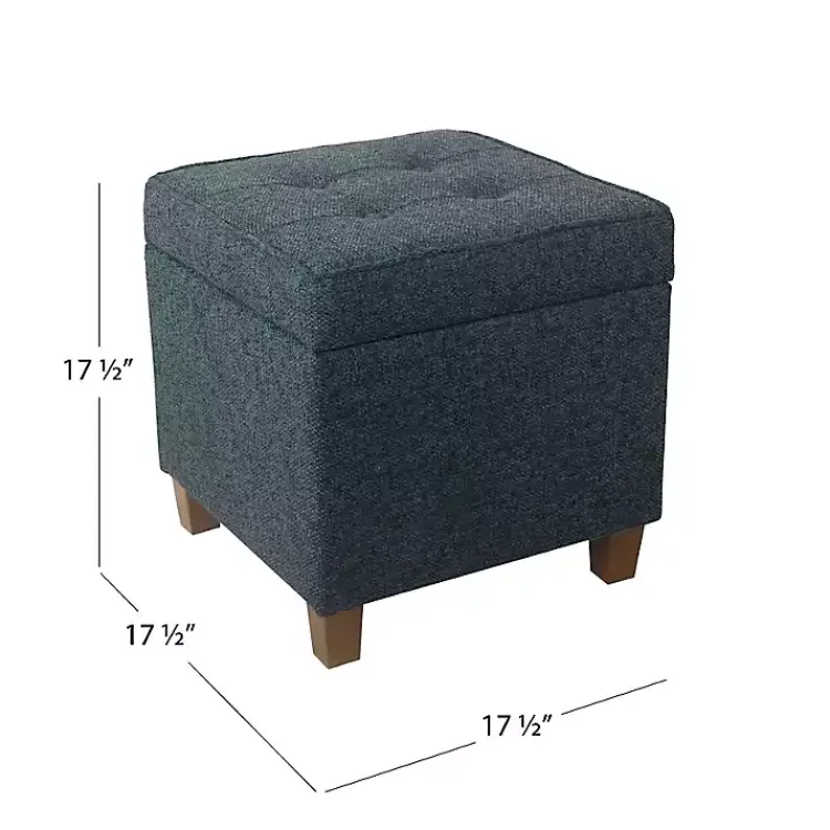 Kirklands Home Benches & Ottomans|Navy Tufted Upholstered Storage Ottoman Blue
